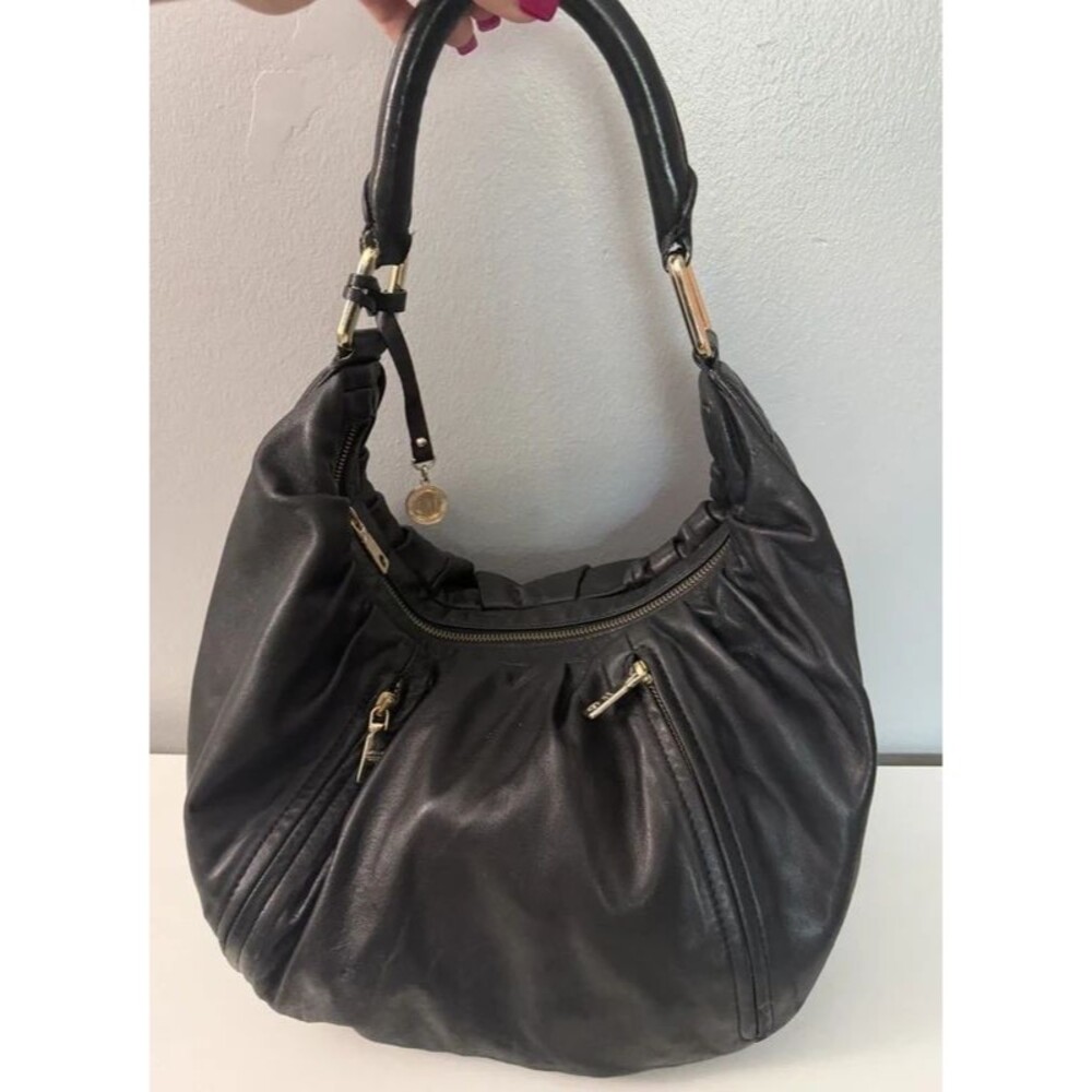 DKNY vintage hobo lamb leather purse dual zip pocket slouchy shoulder bag steffi